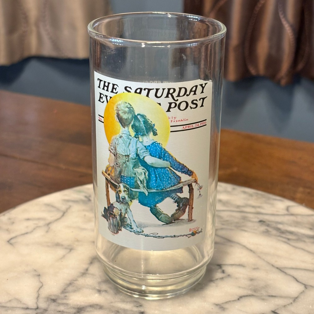 VTG 1987 80s The Saturday Evening Post The Spooners Norman Rockwell Arby's Glass